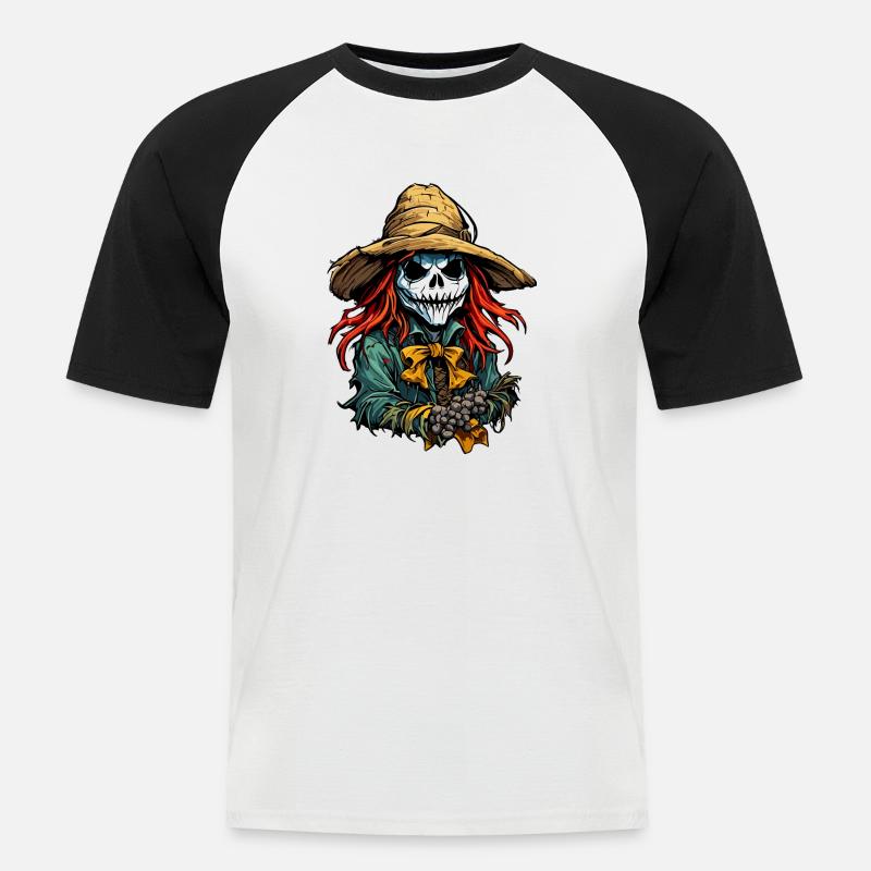 Vogelscheuche / Erntehelfer / Maisfeld / Feld - Männer Baseball-T-Shirt - Weiß/Schwarz