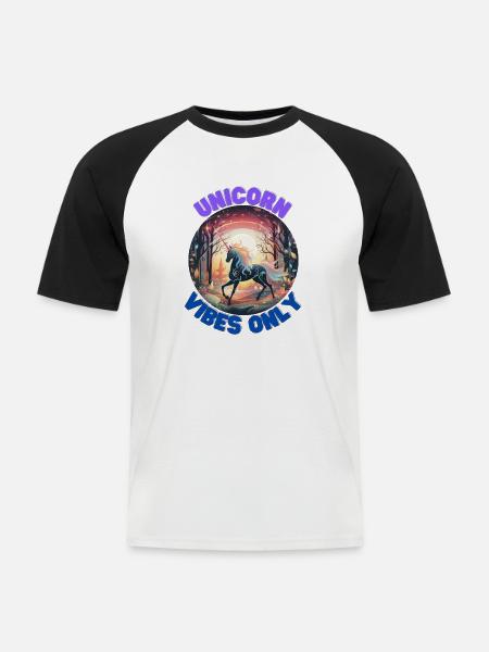 Unicorn6 - Männer Baseball-T-Shirt - Weiß/Schwarz