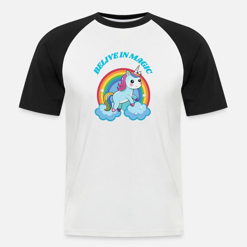 Belive in Magic - Männer Baseball-T-Shirt - Weiß/Schwarz