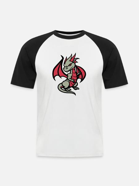 Dragon Comic - Men's Baseball T-Shirt - white/black