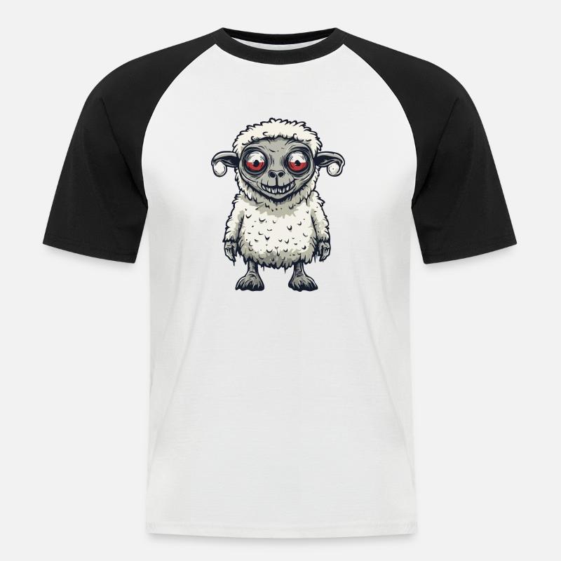Schaf Halloween Comic Lustig - Männer Baseball-T-Shirt - Weiß/Schwarz