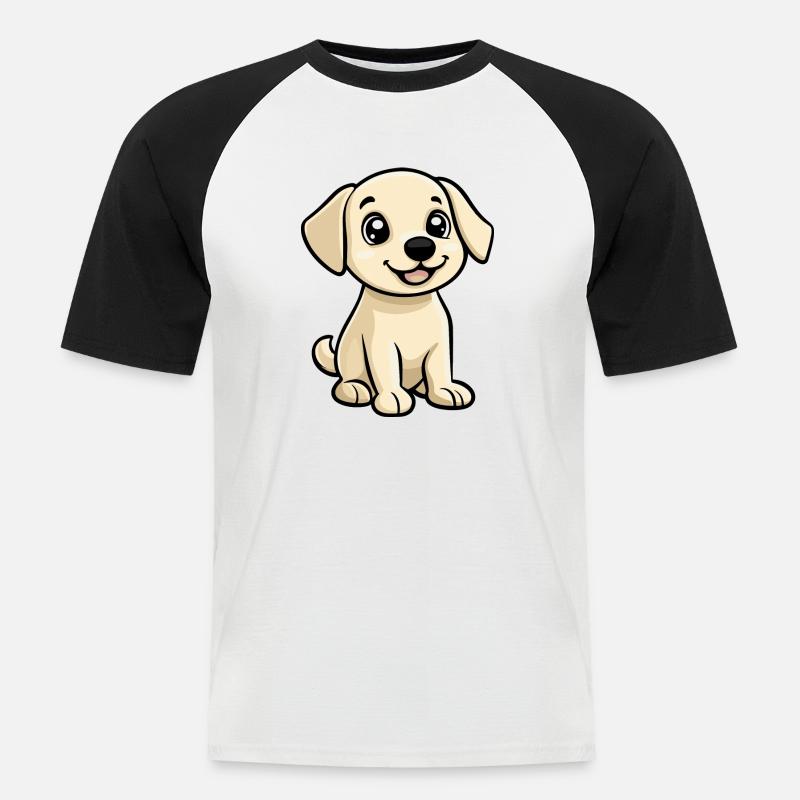 Labrador Hund Comic Niedlich - Männer Baseball-T-Shirt - Weiß/Schwarz