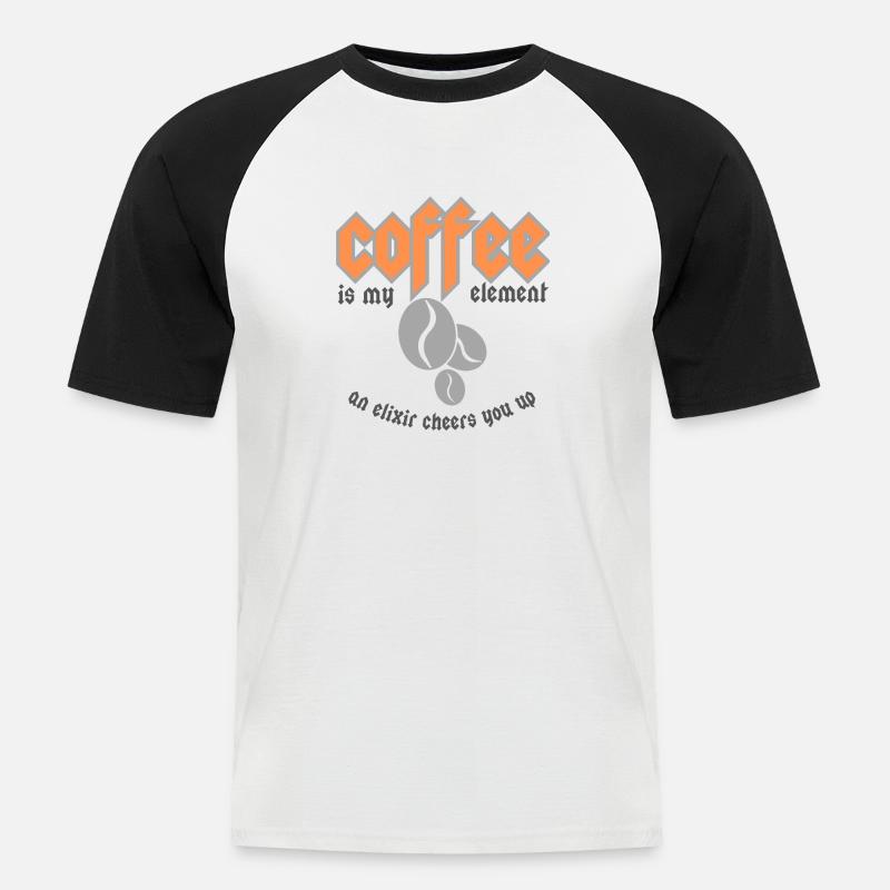 Coffee is my element - Männer Baseball-T-Shirt - Weiß/Schwarz