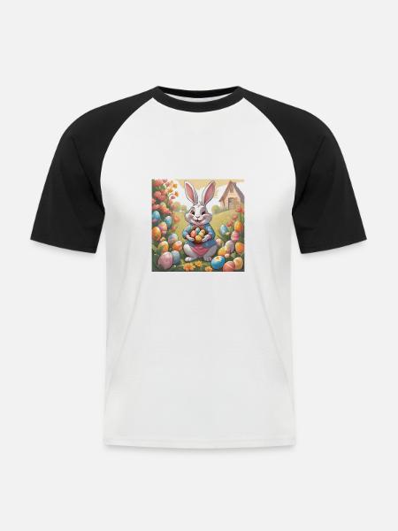 Mom Bunny Easter Egg Gift - Men's Baseball T-Shirt - white/black