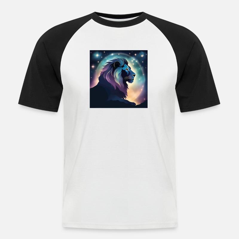 Leo Löwe Sternzeichen Geschenk - Männer Baseball-T-Shirt - Weiß/Schwarz