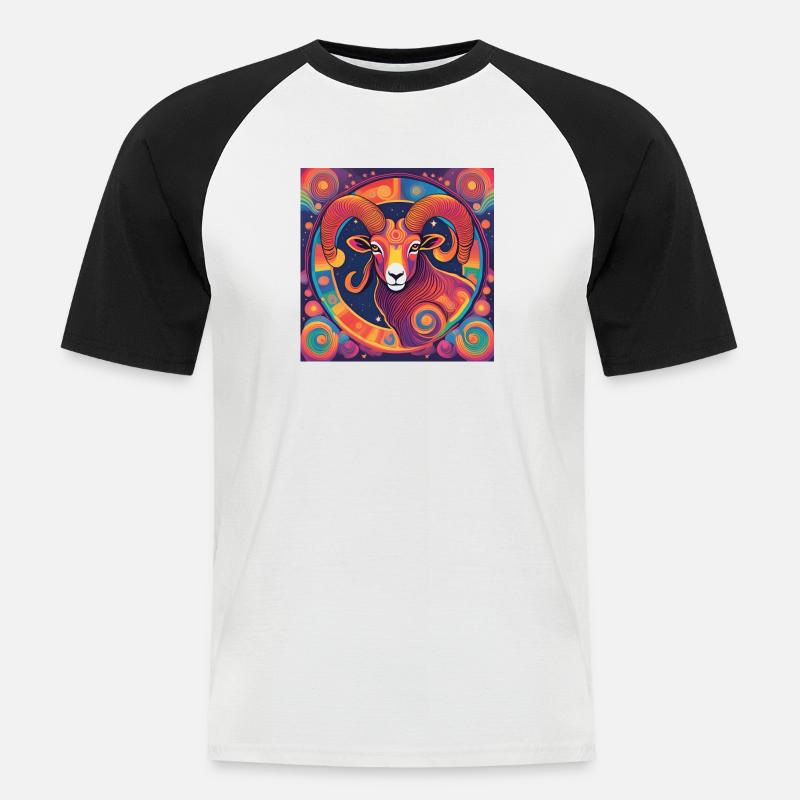 Widder Sternzeichen Astrologie Geschenk - Männer Baseball-T-Shirt - Weiß/Schwarz