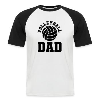Papa volleyeur - T-shirt baseball manches courtes Homme - blanc/noir - Devant - Nik (191cm)