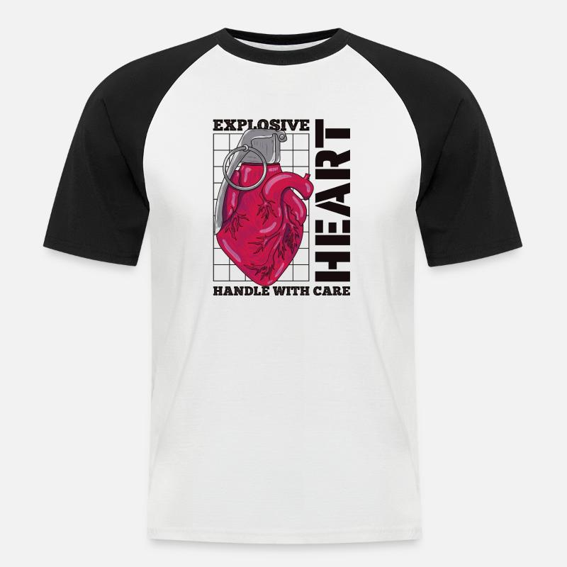 Exploding Heart - Men's Baseball T-Shirt - white/black