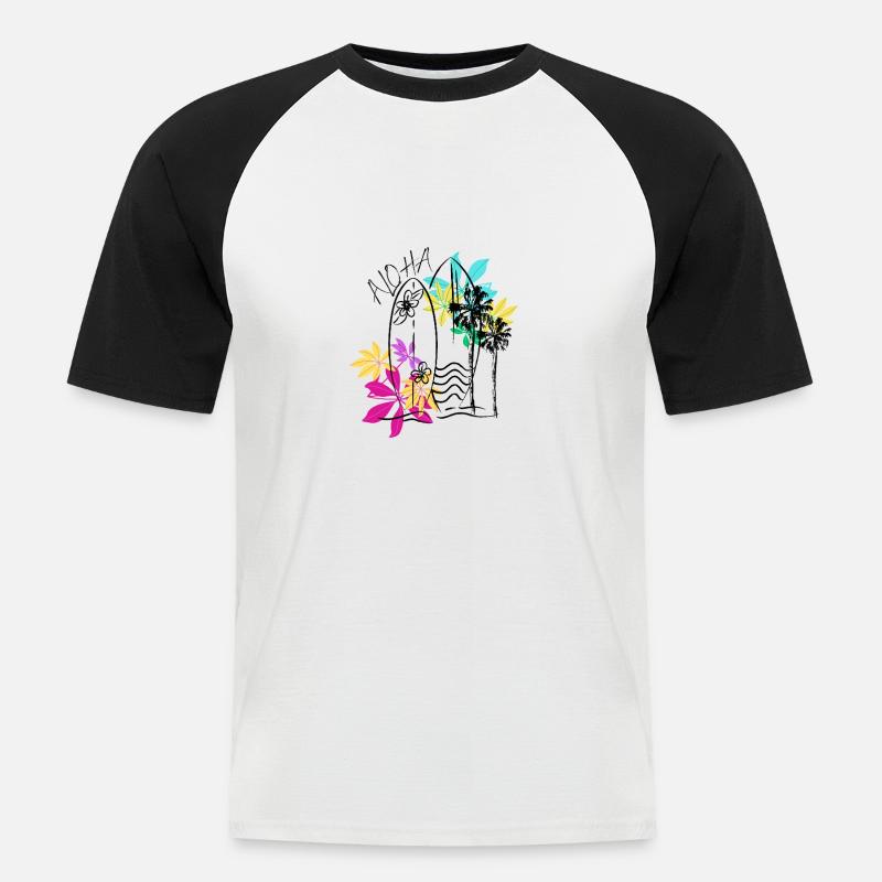 ALHOLA - Männer Baseball-T-Shirt - Weiß/Schwarz