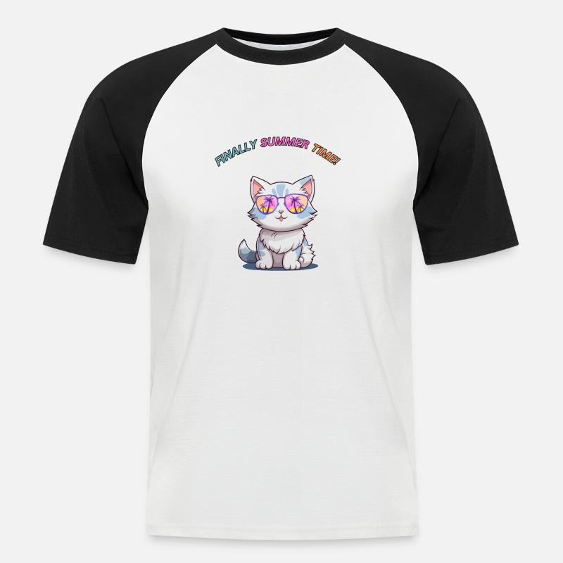 Endlich Sommer Zeit! - Männer Baseball-T-Shirt - Weiß/Schwarz