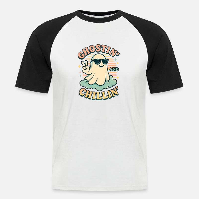 Halloween Geist Kostüm Geschenk - Männer Baseball-T-Shirt - Weiß/Schwarz