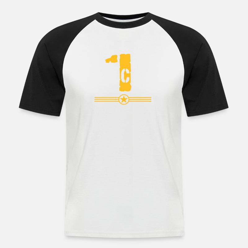 defcon one - Männer Baseball-T-Shirt - Weiß/Schwarz
