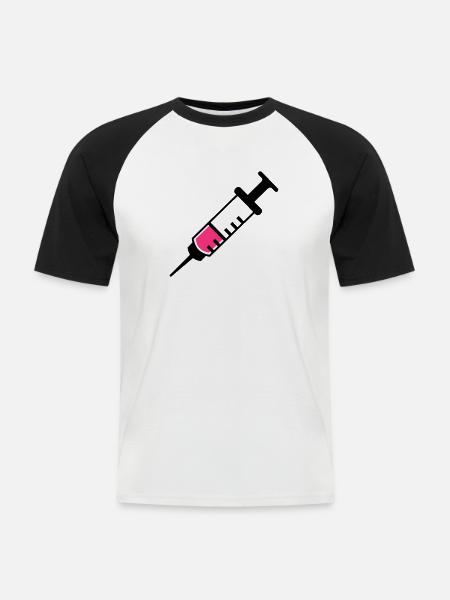 Spritze - Männer Baseball-T-Shirt - Weiß/Schwarz
