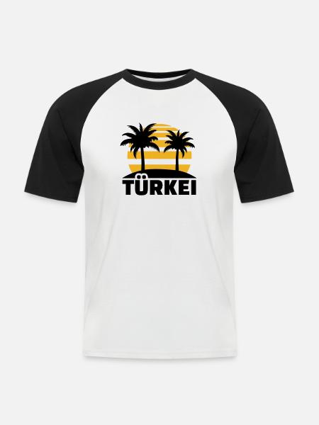 Türkei - Männer Baseball-T-Shirt - Weiß/Schwarz