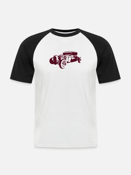 alt Oldtimer als Automobil - Männer Baseball-T-Shirt - Weiß/Schwarz