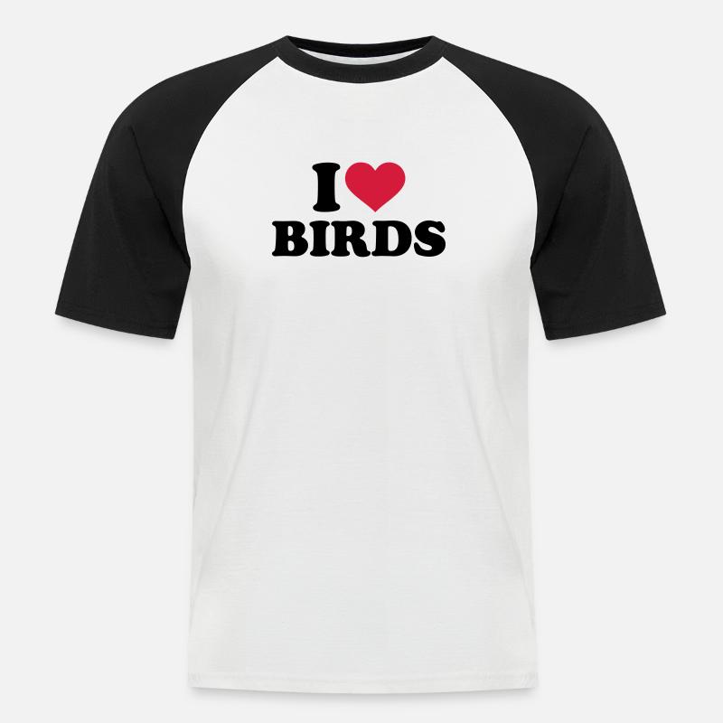 Vogel - Männer Baseball-T-Shirt - Weiß/Schwarz