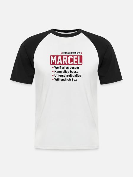 marcel - Männer Baseball-T-Shirt - Weiß/Schwarz