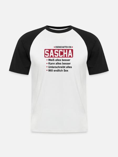 sascha - Männer Baseball-T-Shirt - Weiß/Schwarz