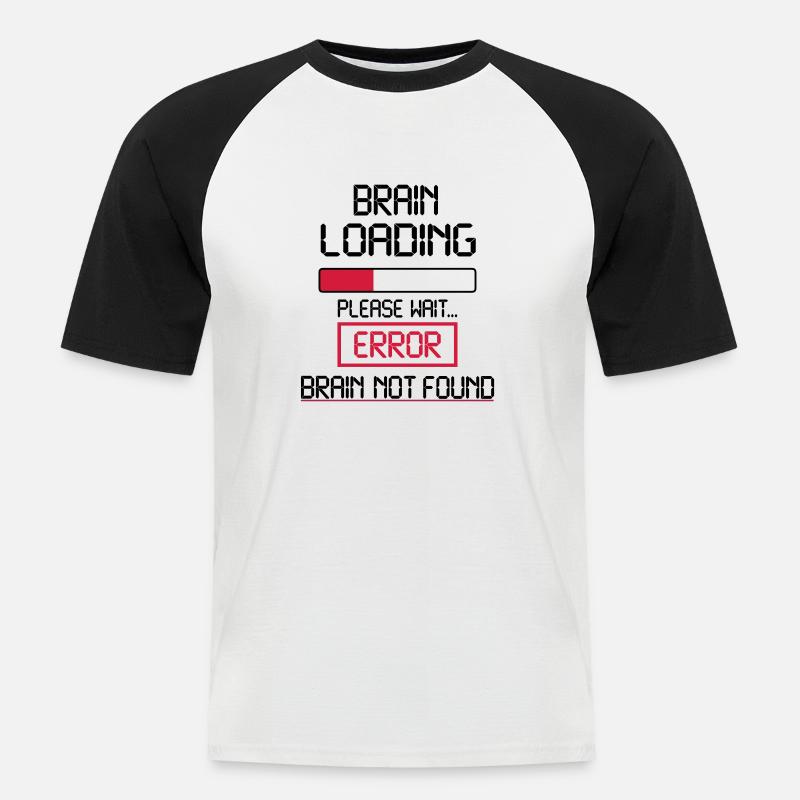 brain loading error - Men's Baseball T-Shirt - white/black