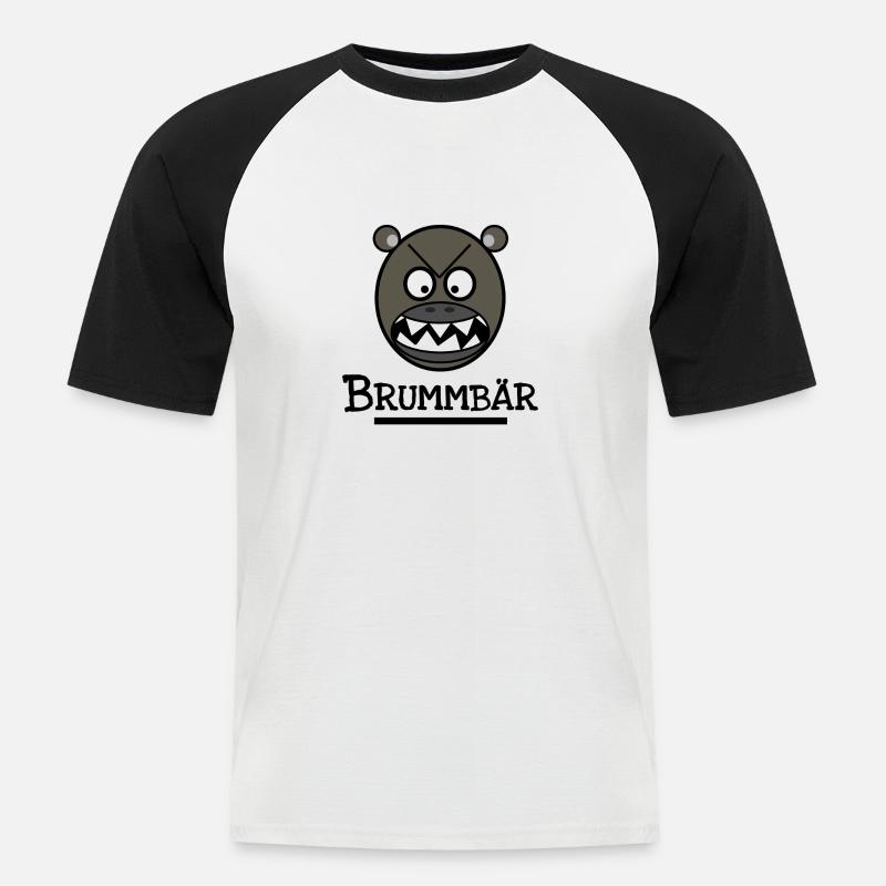 Brummbär - Bären Tshirt Accessoires Geschenkidee - Männer Baseball-T-Shirt - Weiß/Schwarz