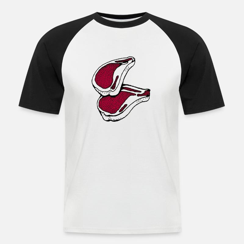 Fleisch - Männer Baseball-T-Shirt - Weiß/Schwarz