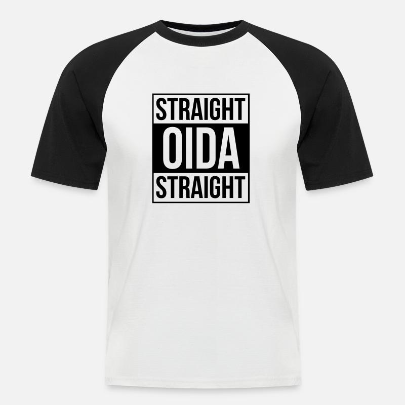 Straight Oida plain - Männer Baseball-T-Shirt - Weiß/Schwarz