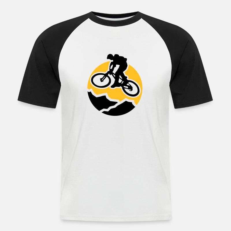 MountainBiker3 - Männer Baseball-T-Shirt - Weiß/Schwarz