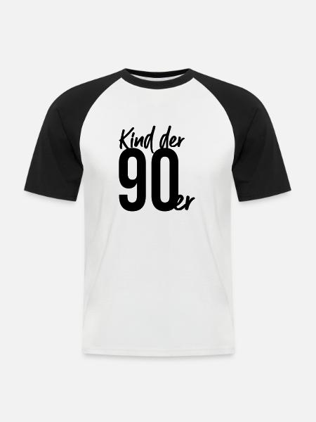 Kind der 90er - Männer Baseball-T-Shirt - Weiß/Schwarz