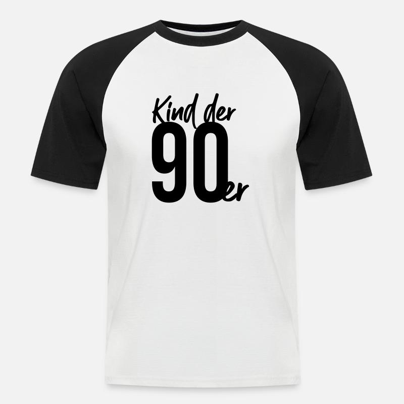 Kind der 90er - Männer Baseball-T-Shirt - Weiß/Schwarz
