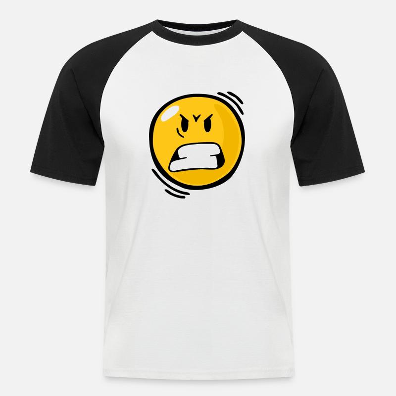 Smiley Anger - Maglia da baseball a manica corta da uomo - bianco/nero