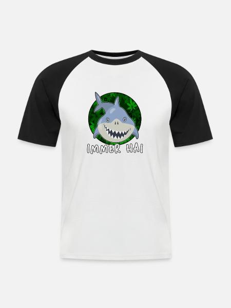 high immer hai cbd thc - Männer Baseball-T-Shirt - Weiß/Schwarz