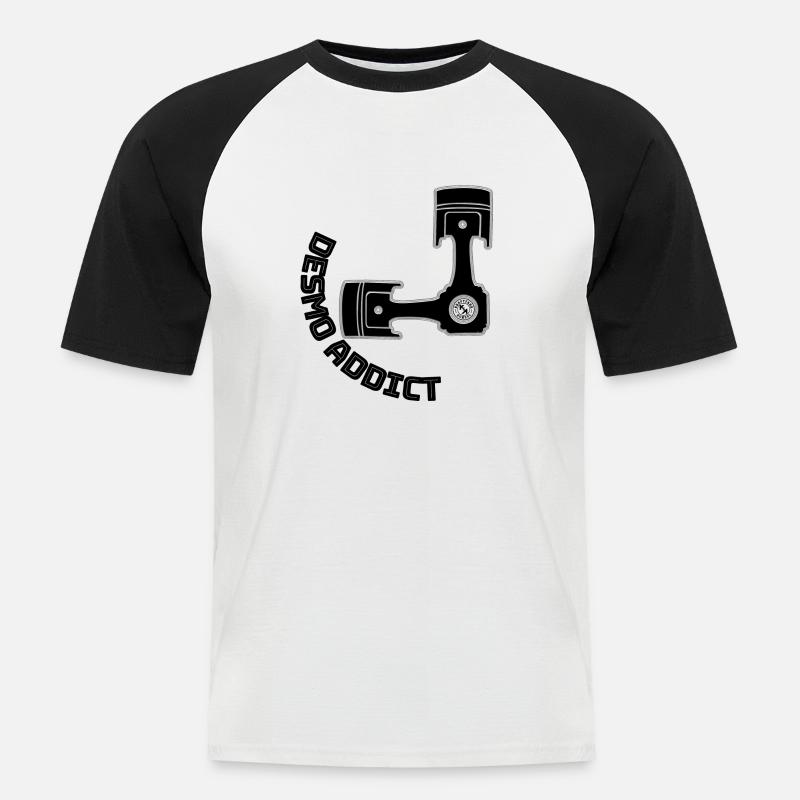 DesmoAddict - der Name ist Programm - Männer Baseball-T-Shirt - Weiß/Schwarz