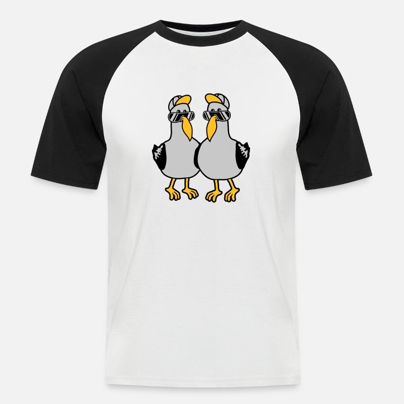 2 Möwen Team Freunde - Männer Baseball-T-Shirt - Weiß/Schwarz