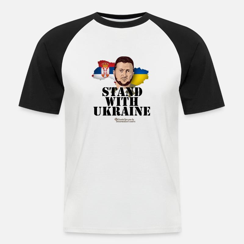 Serbien Ukraina Zelenskyj - Kortärmad basebolltröja herr - vit/svart