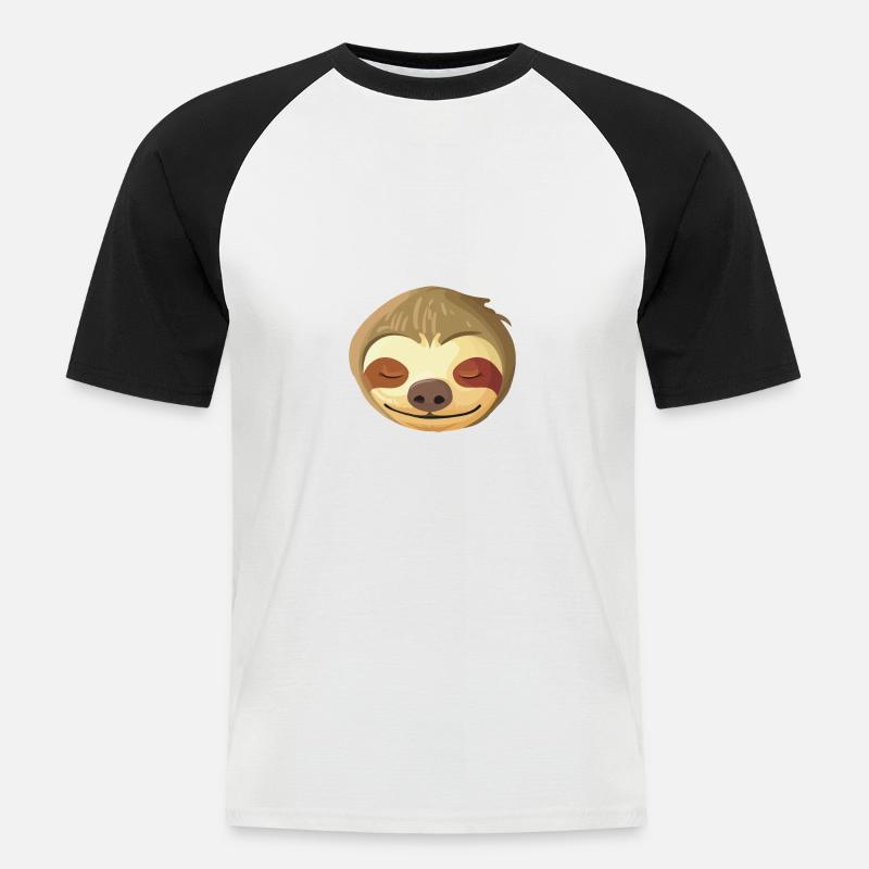 Sleeping Sloth Face - Men's Baseball T-Shirt - white/black