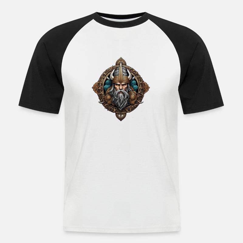 Wikinger Odin Thor Walhalla - Männer Baseball-T-Shirt - Weiß/Schwarz