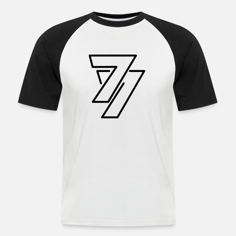 77 - Männer Baseball-T-Shirt - Weiß/Schwarz