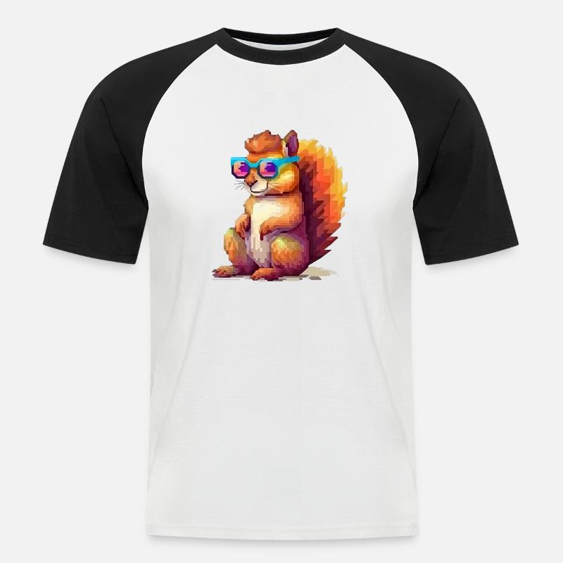 Pixulo das Eichhörnchen - Männer Baseball-T-Shirt - Weiß/Schwarz