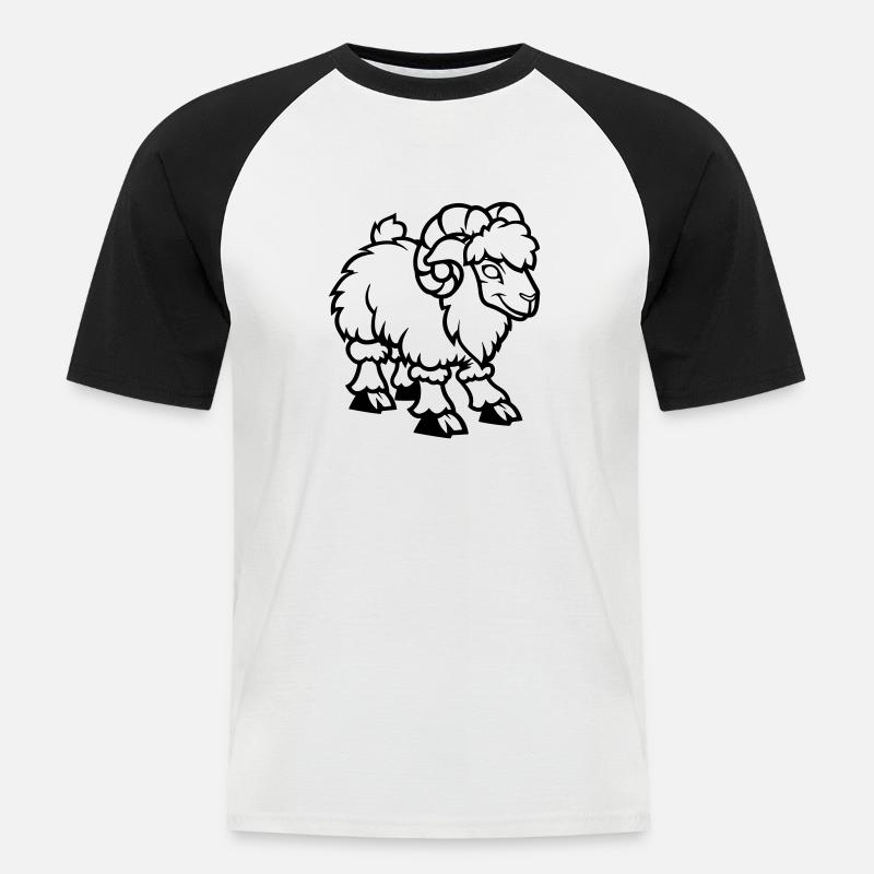 schaf comic steinbock - Männer Baseball-T-Shirt - Weiß/Schwarz