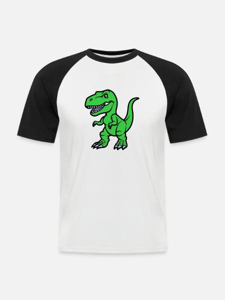 T Rex Comic - Men's Baseball T-Shirt - white/black