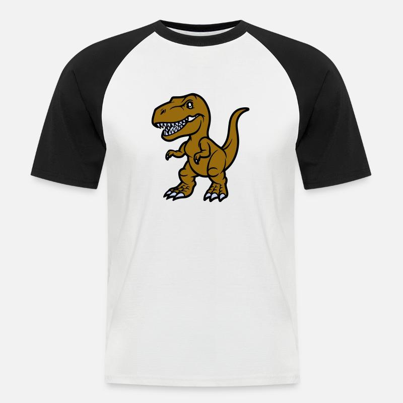 T Rex Comic - Männer Baseball-T-Shirt - Weiß/Schwarz