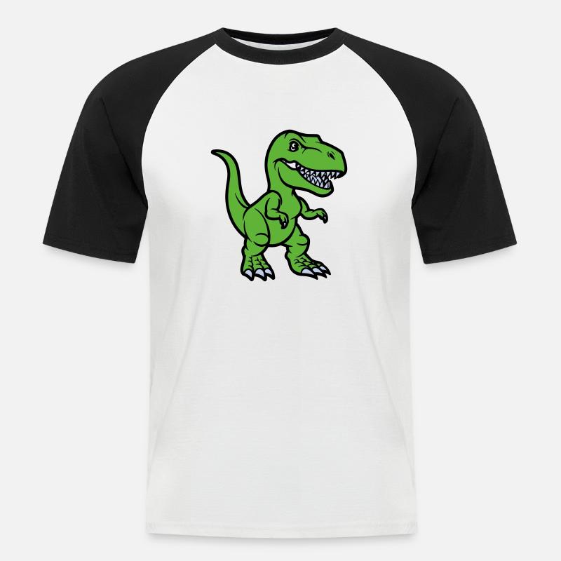 T Rex Comic dinosaurier - Männer Baseball-T-Shirt - Weiß/Schwarz