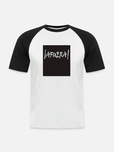 AFUERA - Männer Baseball-T-Shirt - Weiß/Schwarz