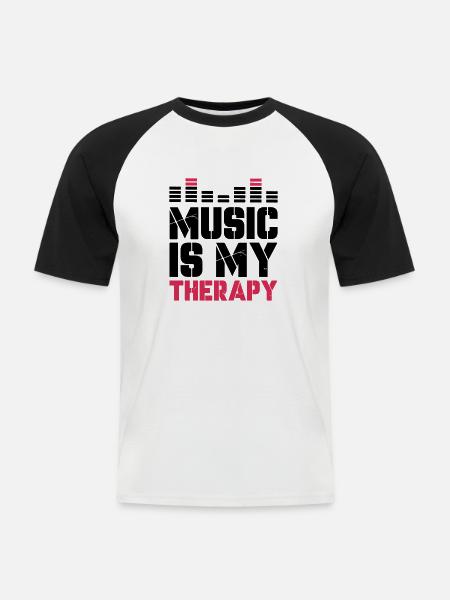 music is my therapy - Men's Baseball T-Shirt - white/black