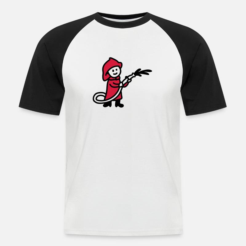 Feuerwehrmann - Männer Baseball-T-Shirt - Weiß/Schwarz