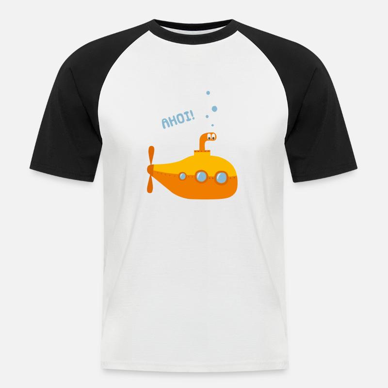 Unterwasser Comic U-Boot - Männer Baseball-T-Shirt - Weiß/Schwarz