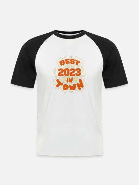 Town 2023 - Männer Baseball-T-Shirt - Weiß/Schwarz