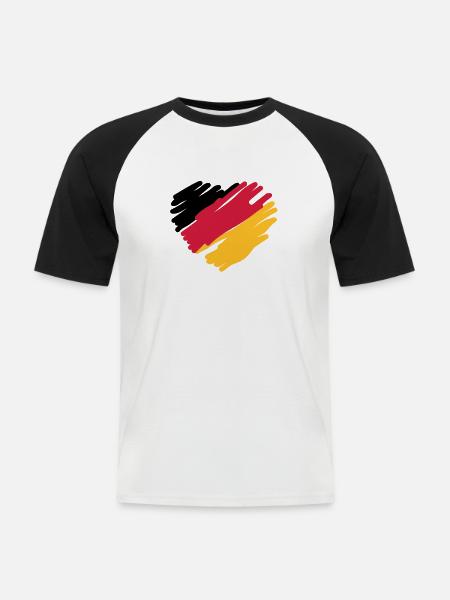 german heart - Männer Baseball-T-Shirt - Weiß/Schwarz