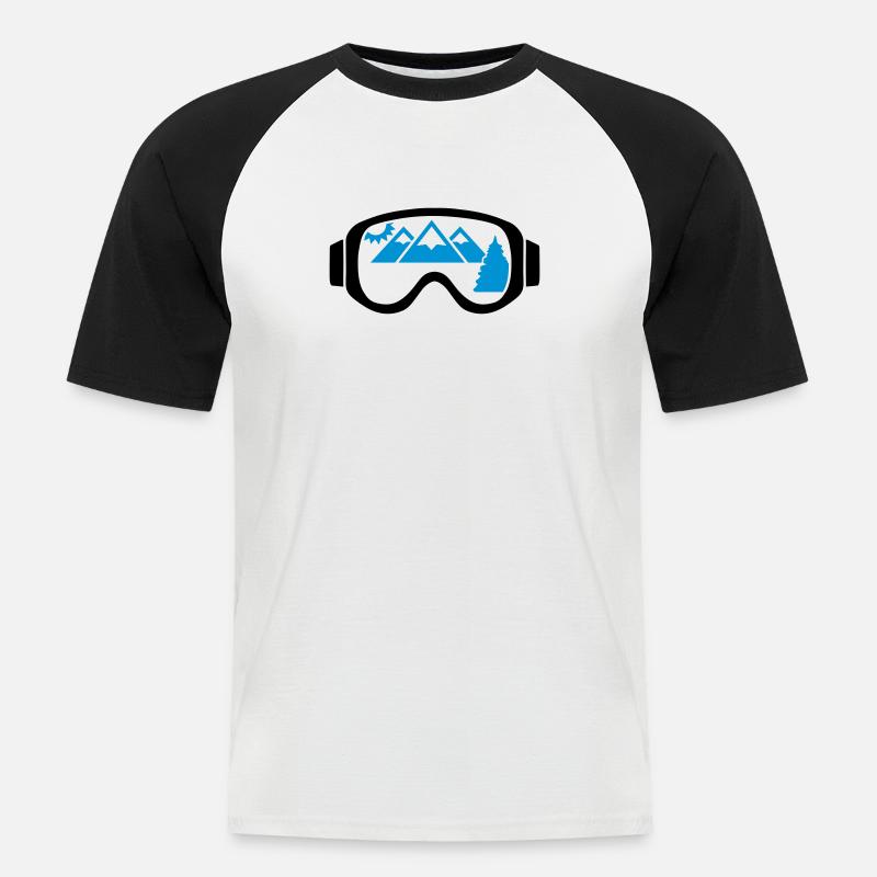 Skibrille - Männer Baseball-T-Shirt - Weiß/Schwarz
