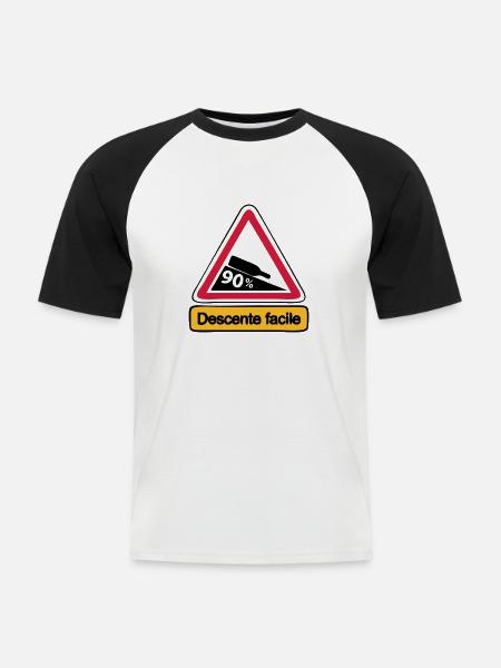 90 descent facile3 - Men's Baseball T-Shirt - white/black